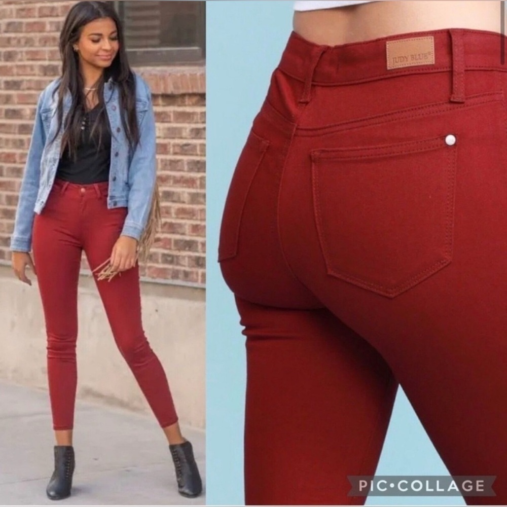 NWT JUDY BLUE Skinny Fit High Waist Wine Red Jeans Women’s Size 11/30